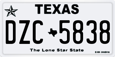 TX license plate DZC5838