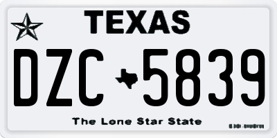 TX license plate DZC5839