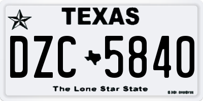 TX license plate DZC5840