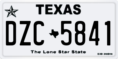 TX license plate DZC5841