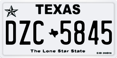 TX license plate DZC5845