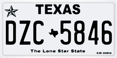 TX license plate DZC5846