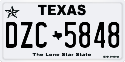 TX license plate DZC5848