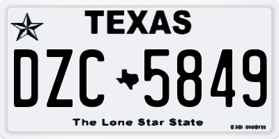 TX license plate DZC5849