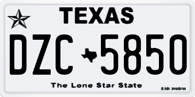 TX license plate DZC5850