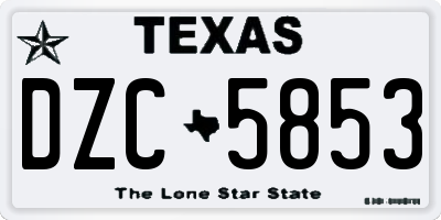 TX license plate DZC5853