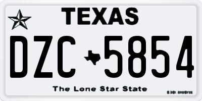TX license plate DZC5854