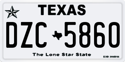 TX license plate DZC5860