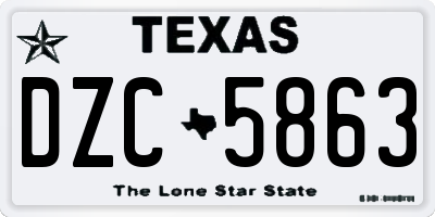 TX license plate DZC5863