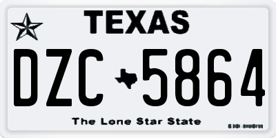 TX license plate DZC5864
