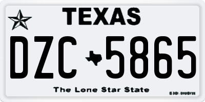 TX license plate DZC5865