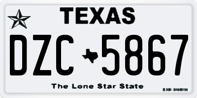 TX license plate DZC5867