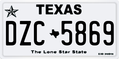 TX license plate DZC5869