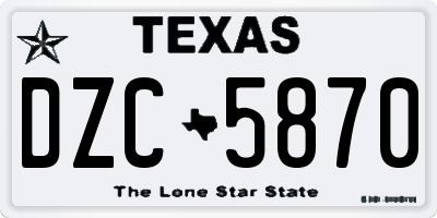 TX license plate DZC5870