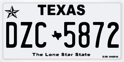 TX license plate DZC5872