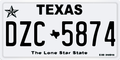 TX license plate DZC5874
