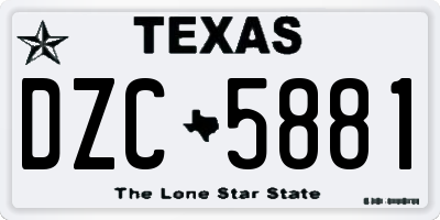 TX license plate DZC5881