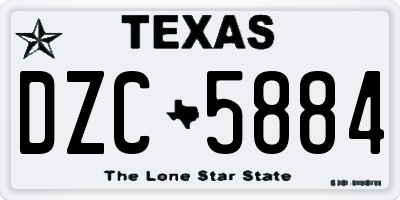 TX license plate DZC5884
