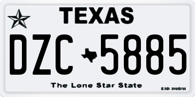 TX license plate DZC5885
