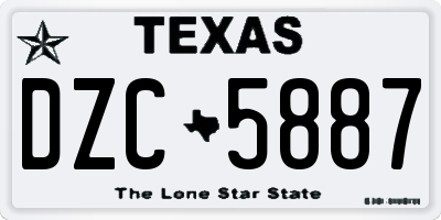 TX license plate DZC5887