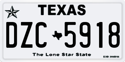 TX license plate DZC5918