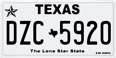TX license plate DZC5920