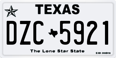 TX license plate DZC5921