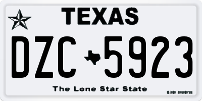 TX license plate DZC5923