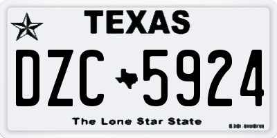 TX license plate DZC5924