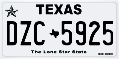 TX license plate DZC5925