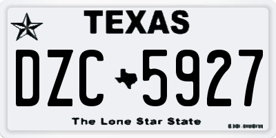 TX license plate DZC5927