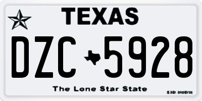 TX license plate DZC5928