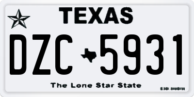 TX license plate DZC5931