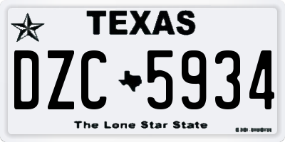 TX license plate DZC5934