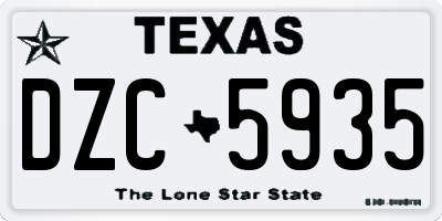 TX license plate DZC5935