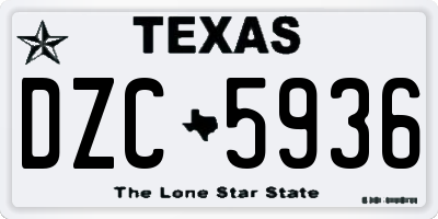 TX license plate DZC5936
