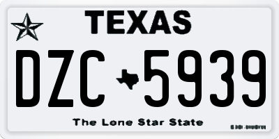 TX license plate DZC5939