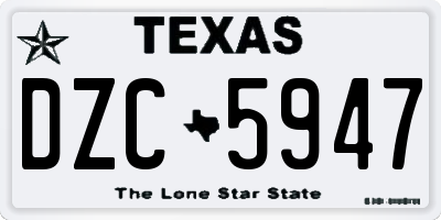 TX license plate DZC5947