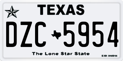 TX license plate DZC5954