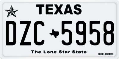 TX license plate DZC5958
