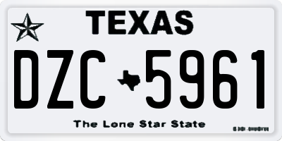 TX license plate DZC5961