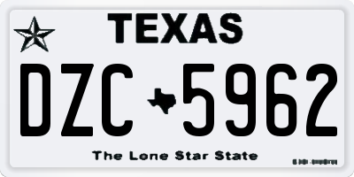 TX license plate DZC5962