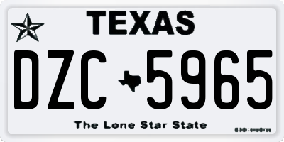 TX license plate DZC5965