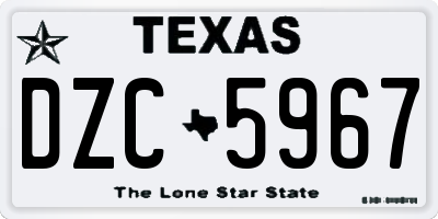TX license plate DZC5967