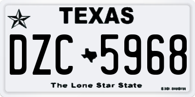 TX license plate DZC5968