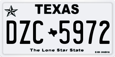 TX license plate DZC5972