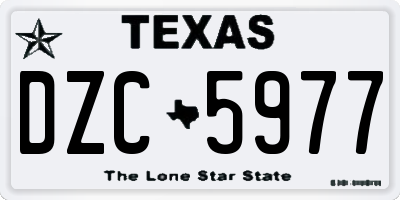 TX license plate DZC5977