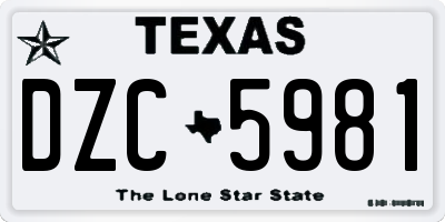 TX license plate DZC5981