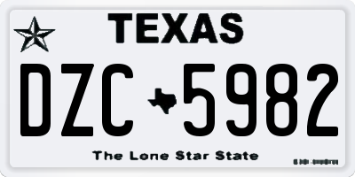 TX license plate DZC5982