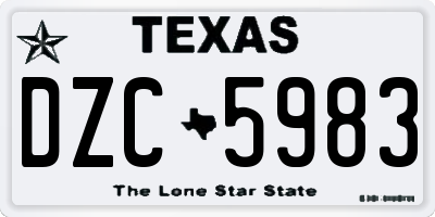 TX license plate DZC5983